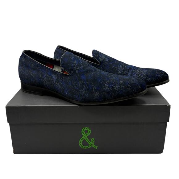 PAISLEY & GRAY Party Bow Velvet Spackle Formal Loafers Navy Blue Sz 12 - Picture 2 of 12